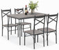 Dining Table and Chairs Set 4, Wood Effect Rectangular Kitchen Table and 4 Chairs with Wide Back