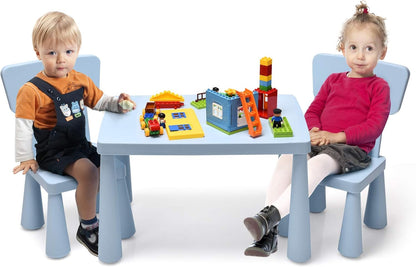 Kids Table and Chair Set, Children Multi Activity Desk with 2 Chairs, for Eating, Drawing, Writing, Craft, Snack Time, 77 x 55 x 50 cm