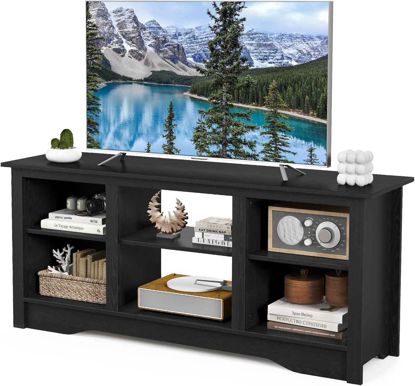 TV Stand for TVs up to 65 Inch, 147cm Living Room Bedroom TV Unit Console Table for 18" Electric Fireplace