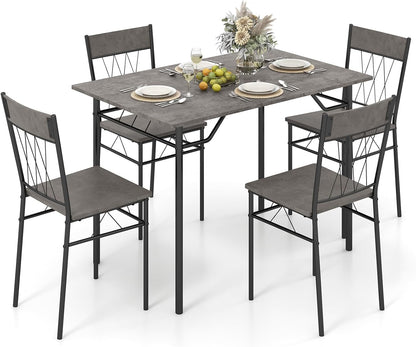 Dining Table and Chairs Set 4, 5 Piece Rectangular Kitchen Table and 4 Chairs