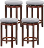 GiantexUK Bar Stools Set of 2/4, Upholstered Swivel Kitchen Barstools with Padded Cushion, Rubber Wood Legs & Footrest