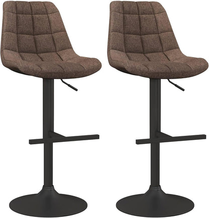 Modern Bar Stools Set of 2, Adjustable Height Counter Dining Chair with Swivel Gas Lift