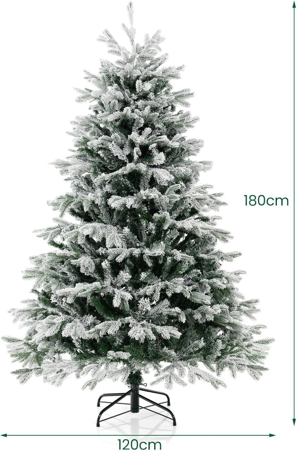 4.5FT/6FT Pre-lit Artificial Christmas Tree, Snow-flocked Hinged Xmas Tree with 200/350 Warm White LED Lights and 688/1022 Branch Tips