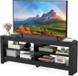 TV Stand with Charging Station for TVs up to 60", Wooden TV Cabinet Media Entertainment Center with Open Storage Shelves