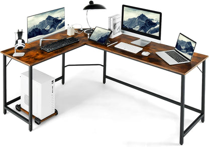 Computer Desk, L-Shaped Corner Desk with Removable CPU Stand