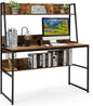 Computer Desk with Storage Bookshelf, 2-in-1 Workstation PC Laptop Table