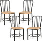 GiantexUK Dining Chairs Set of 2/4, Metal Frame Kitchen Chairs with Spindle Backrest, Footrests & Non-Slip Foot Pads