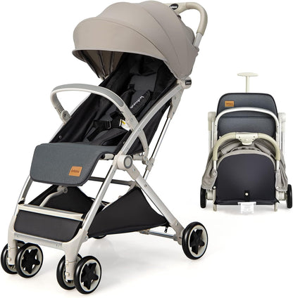 Lightweight Baby Stroller, One-Hand Foldable Infant Pushchair with 5-Point Harness