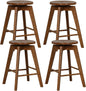 GiantexUK Bar Stools Set of 2/4, Rubber Wood Swivel Barstools with Footrests & Non-Slip Foot Pads