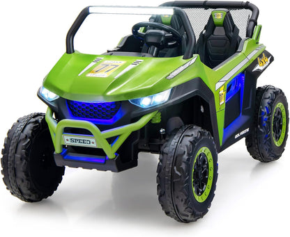 12V Kids Electric Ride On UTV, 2-Seater Battery Powered Off-road Truck with Remote Control, Bluetooth, LED Light, Music, MP3/USB/FM