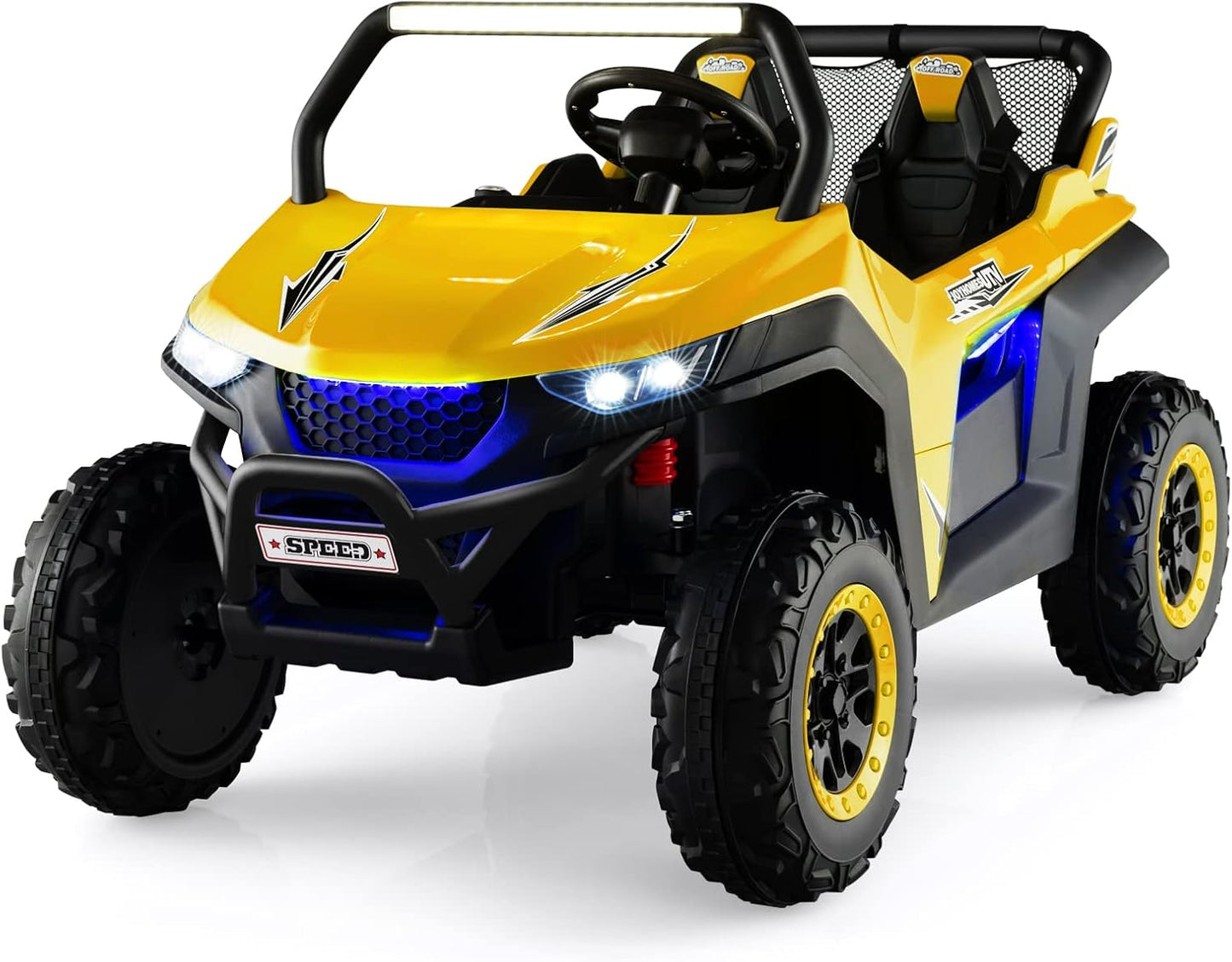 12V Kids Electric Ride On UTV, 2-Seater Battery Powered Off-road Truck with Remote Control, Bluetooth, LED Light, Music, MP3/USB/FM