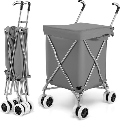 GiantexUK 90L Folding Shopping Trolley on 8 Wheels