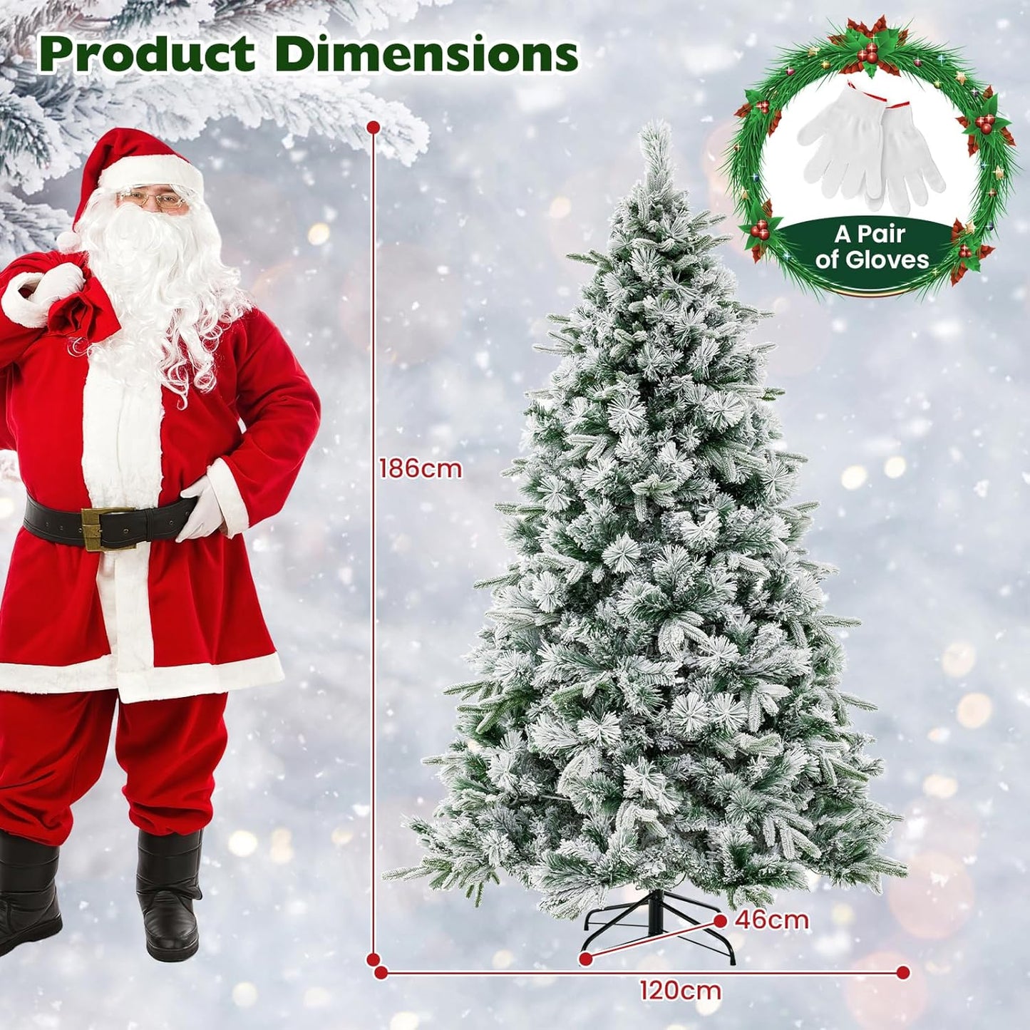 4.5FT/6FT Christmas Tree, Pre-Lit LED Lights Xmas Trees with Metal Base