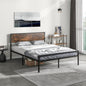 4FT6/5FT Bed Frame, 31cm Full/Queen Size Platform Bed with Rustic Headboard & Footboard