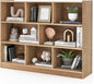 Wooden Cube Bookcase, 3 Tier Open Storage Shelving Unit with 8 Compartments