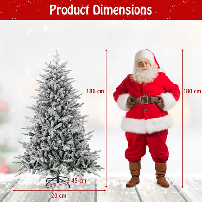 4.5FT/6FT Pre-lit Artificial Christmas Tree, Snow Flocked Full Xmas Tree with PVC & PE Tips