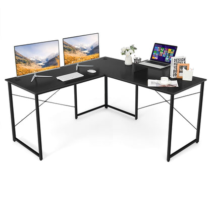 L-Shaped Computer Desk, 240cm Reversible Double Study Writing Workstation for 2 Person