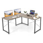 L-Shaped Computer Desk, 240cm Reversible Double Study Writing Workstation for 2 Person