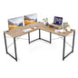 L-Shaped Computer Desk, 240cm Reversible Double Study Writing Workstation for 2 Person