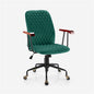 Velvet Office Chair, Ergonomic Swivel Computer Desk Chair with Rubber Wood Armrests