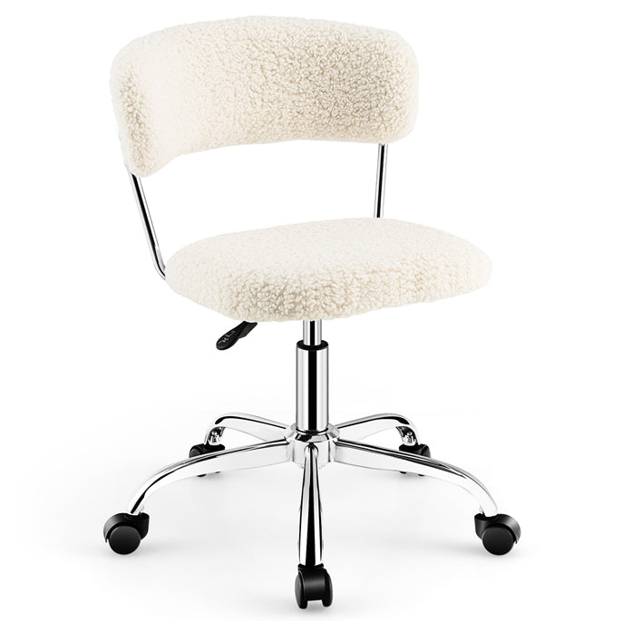 Faux Fur Office Chair, Height Adjustable Swivel Computer Desk Chair with Rolling Casters