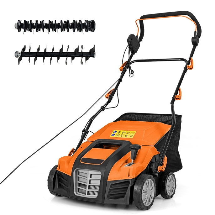 Lawn Scarifier and Aerator 2 in 1, 2000W Folding Garden Lawn Rake with 40cm Working Width