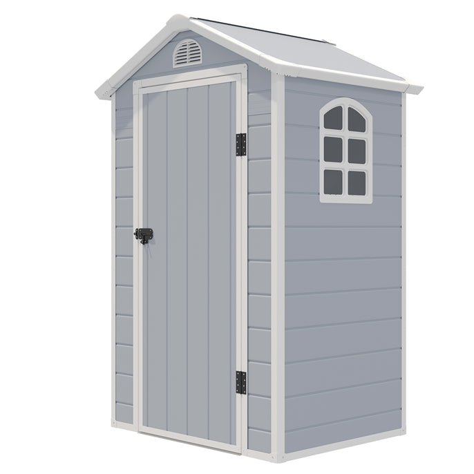 Outdoor Garden Storage Shed, 4.5 x 3.5 ft Weather Resistant Tool Storage House with Lockable Door