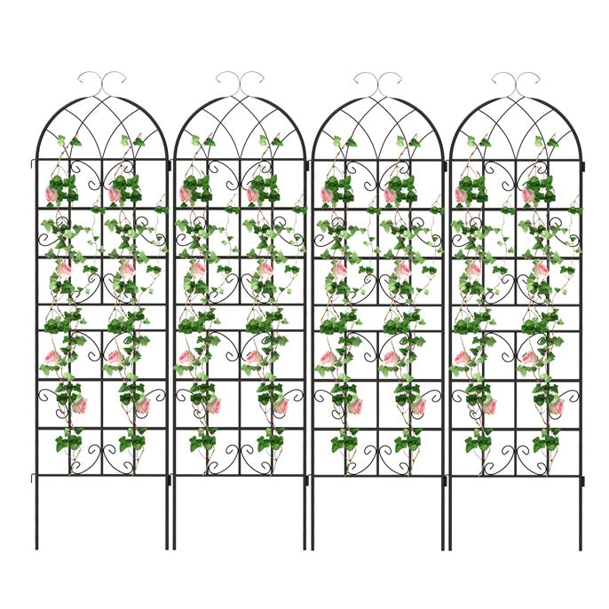 GiantexUK 180/220x50cm Garden Trellis, 6ft/7.2ft Tall Galvanized Metal Fence Climbing Plants Support Frame