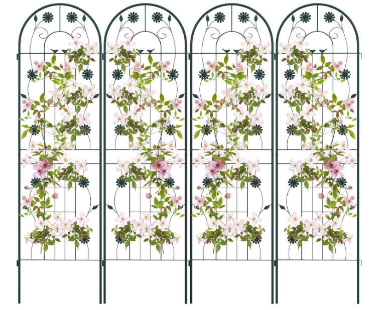 GiantexUK 180/220x50cm Garden Trellis, 2/4 Pack Tall Galvanized Metal Fence Climbing Plants Support Frame