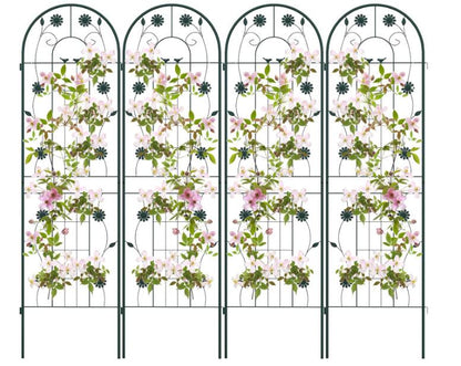 GiantexUK 180/220x50cm Garden Trellis, 2/4 Pack Tall Galvanized Metal Fence Climbing Plants Support Frame