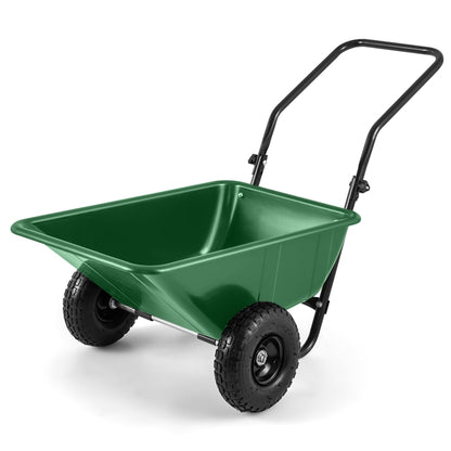 GiantexUK 2-Wheeled Wheelbarrow 80L, Garden Cart with Foldable Handle & Twin Pneumatic Tyres