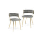 GiantexUK Dining Chairs Set of 2, Upholstered Velvet Kitchen Chairs with Woven Backrest