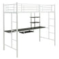 Single Loft Bed, 2-Ladders High Sleeper Bunk Bed with Desk & Safety Guardrail