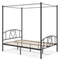 Canopy Bed Frame, Double Size Metal Bed Base with Headboard & Footboard