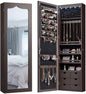 Wall & Door Mounted Jewellery Cabinet, 5 LED Lighted Lockable Jewelry Armoire with Full-Length Mirror