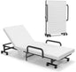 Folding Guest Bed with 8cm Mattress, 6-Position Adjustable Backrest & Side Pocket