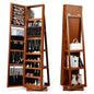 360° Swivel 3-in-1 Jewelry Cabinet, Lockable Jewelry Armoire Storage Unit with Full Length Mirror and Display Shelf