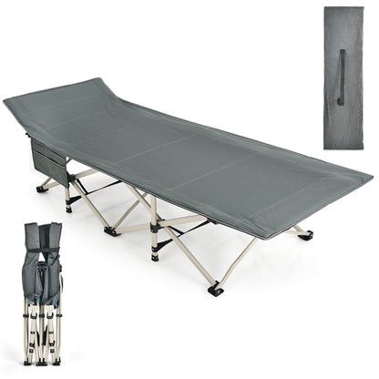 GiantexUK Folding Camping Cot, Extra Wide Sturdy Camp Bed with Carry Bag and Side Storage Pocket