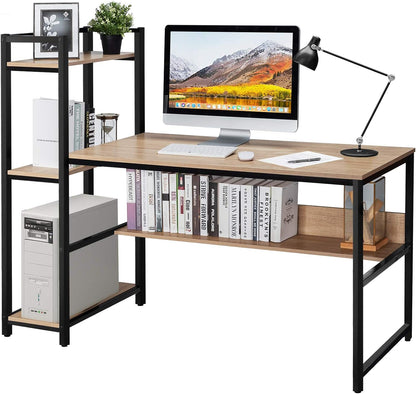 Computer Desk, 2-in-1 Workstation PC Laptop Table with Storage Bookshelf, 150 x 60 x 120cm