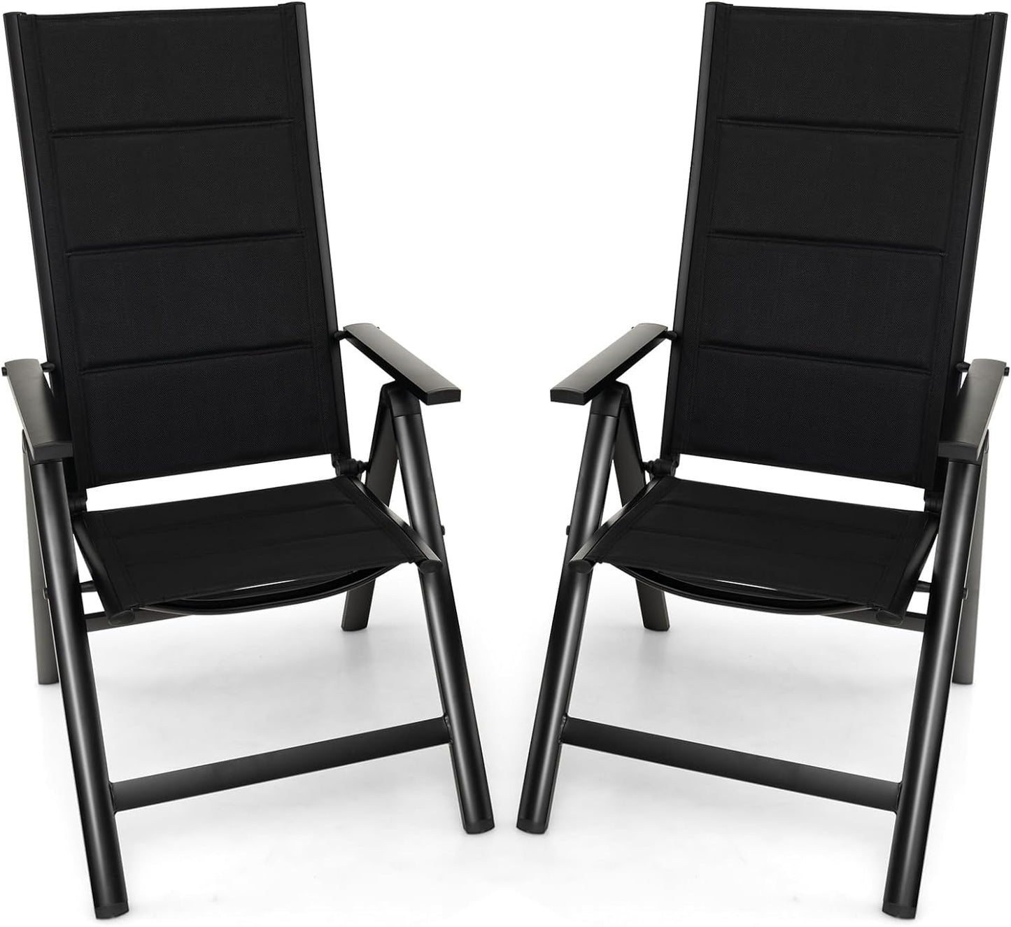 GiantexUK Patio Folding Chair Set of 1/2, Outdoor Dining Chairs with Soft Padded Seat (With Sponge Padded)