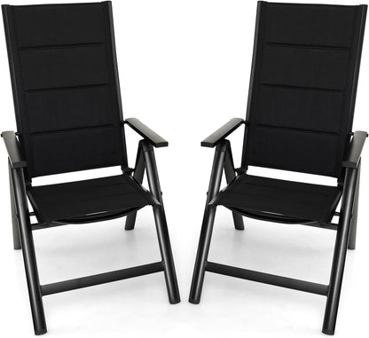 GiantexUK Patio Folding Chair Set of 1/2, Outdoor Dining Chairs with Soft Padded Seat (With Sponge Padded)