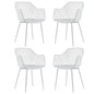 GiantexUK Dining Chairs Set of 4, Metal Legs Kitchen Side Chairs Seating with Breathable Hollowed Backrest & Anti-Slip Foot Pads