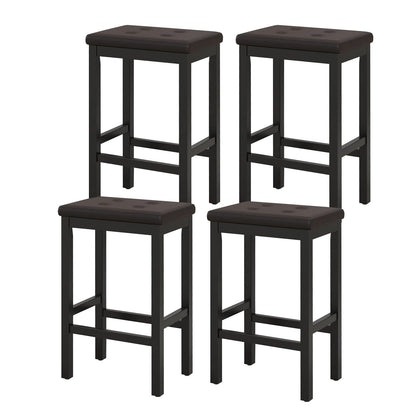 GiantexUK Bar Stools Set of 2/4, PVC Leather Kitchen Barstools with Rubber Wood Legs