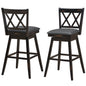 GiantexUK Bar Stools Set of 2, Upholstered 360° Swivel Barstools with Slatted Back & Footrest