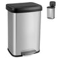 GiantexUK 50L Recycling Pedal Bin, Stainless Steel Rectangular Trash Bin with Silent Soft Close Lid & Pedal