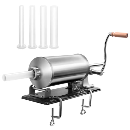 GiantexUK 3L/4.8L Sausage Stuffer, Stainless Steel Sausage Maker with 3/4 Filling Tubes