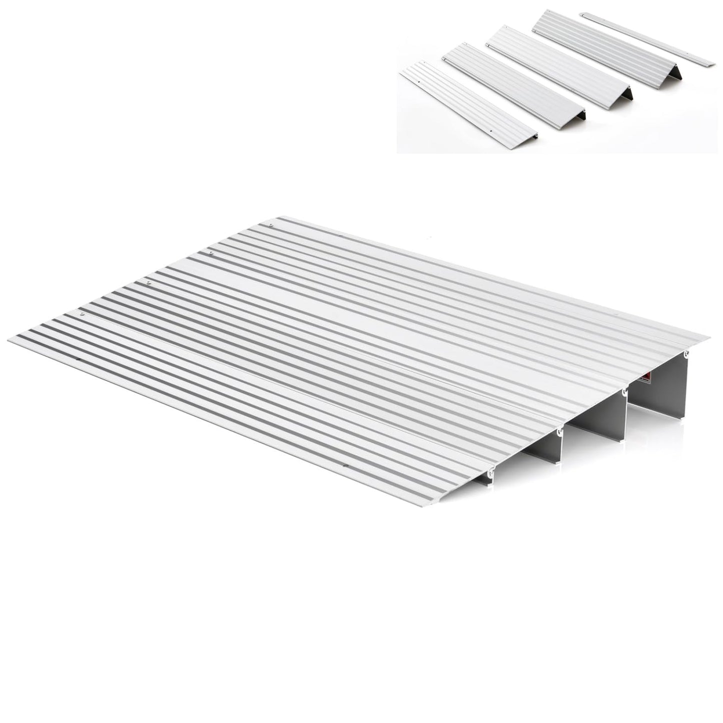 GiantexUK Aluminum Threshold Ramp, 87x42/55/67cm Non-slip Wheelchair Ramp with Adjustable Pivoting Flap