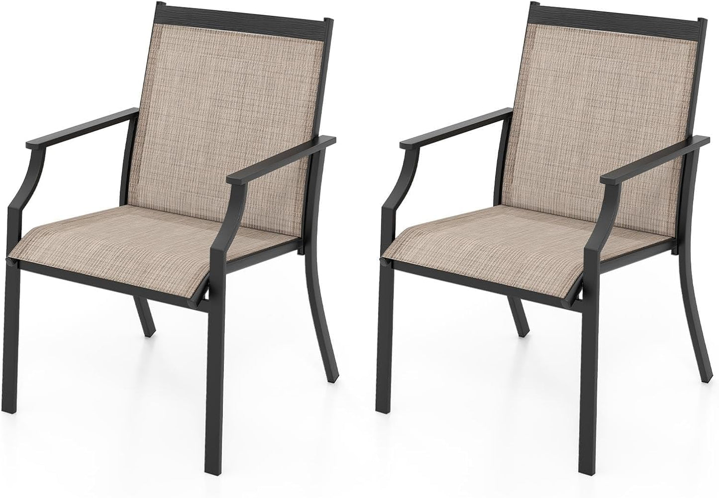 GiantexUK 2 PCS Patio Dining Chairs, Large Outdoor Chairs with Breathable Seat (61 x 68 x 90cm)