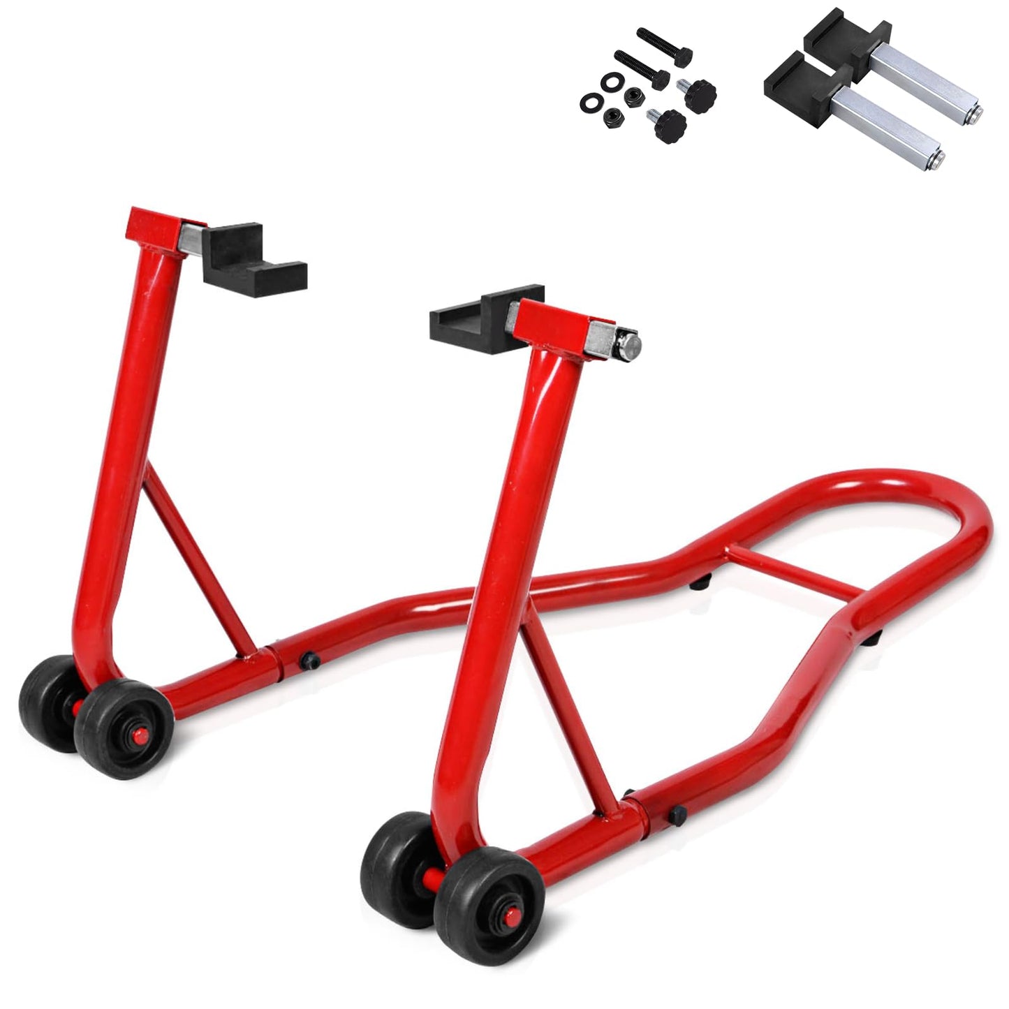 GiantexUK Motorbike Stand, Adjustable Rear Track Paddock Stand on Wheels