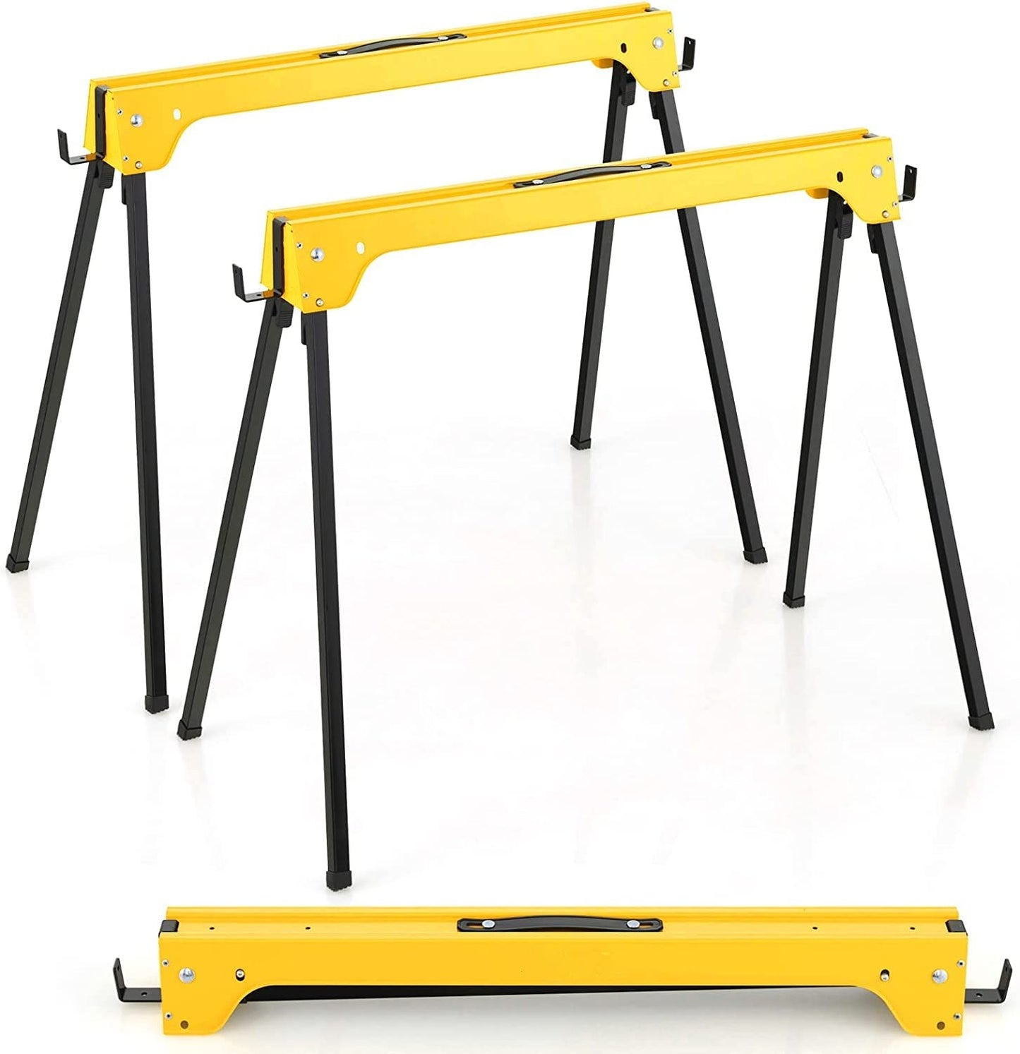 GiantexUK Folding Sawhorses Pack of 2, Twin Pack Workbench with Handle & Non-Slip footpads